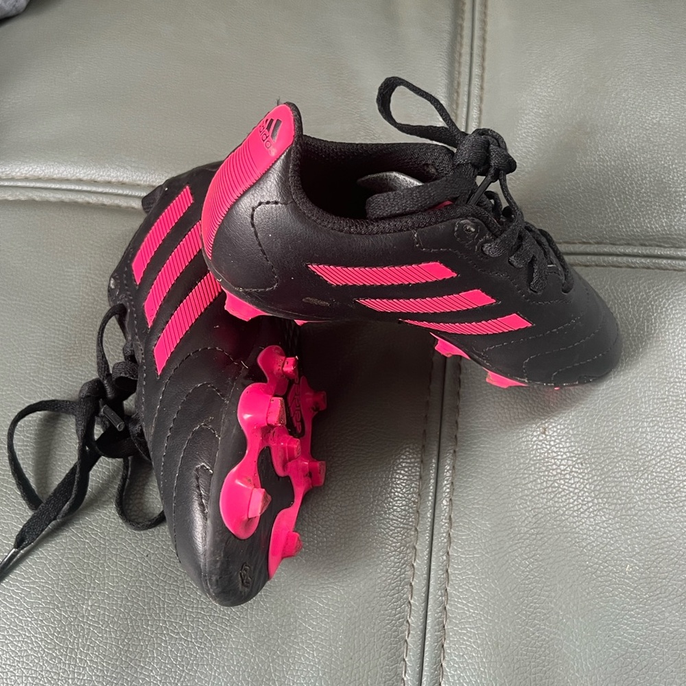 adidas Kids Black and Pink Soccer Cleats Sneakers